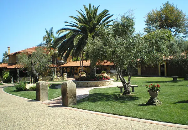 Limestone Pathways & Beautiful Landscaping Residential Courtyard Landscaping in Mission Hills