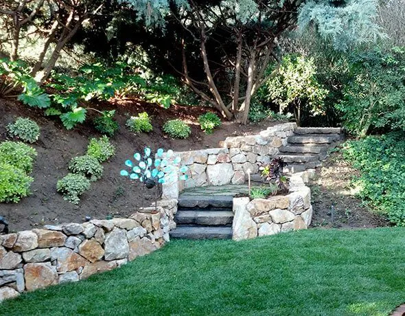 Concrete Steps & Natural Stone Walls